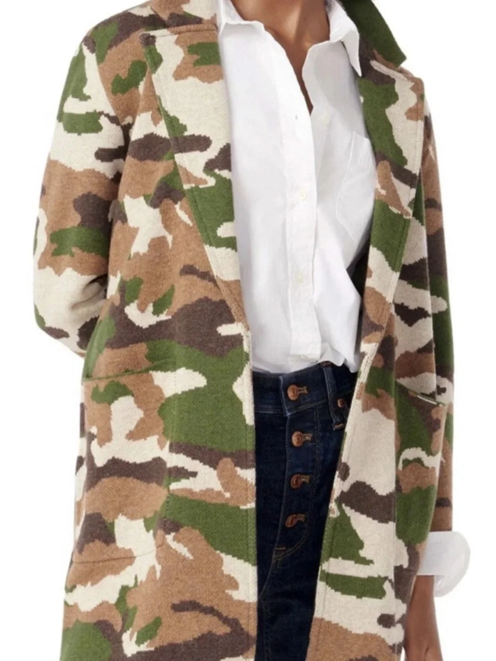 J.Crew Sophie Open-Front Sweater-Blazer in Camo Cotton Blend Jacket XS